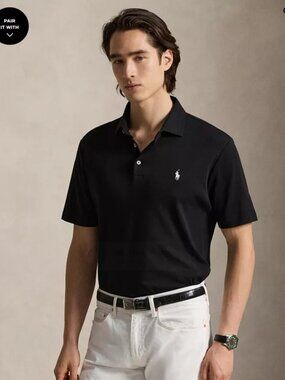 Polo Ralph Lauren Polo Shirt Black Short Sleeve Classic Fit Size Medium